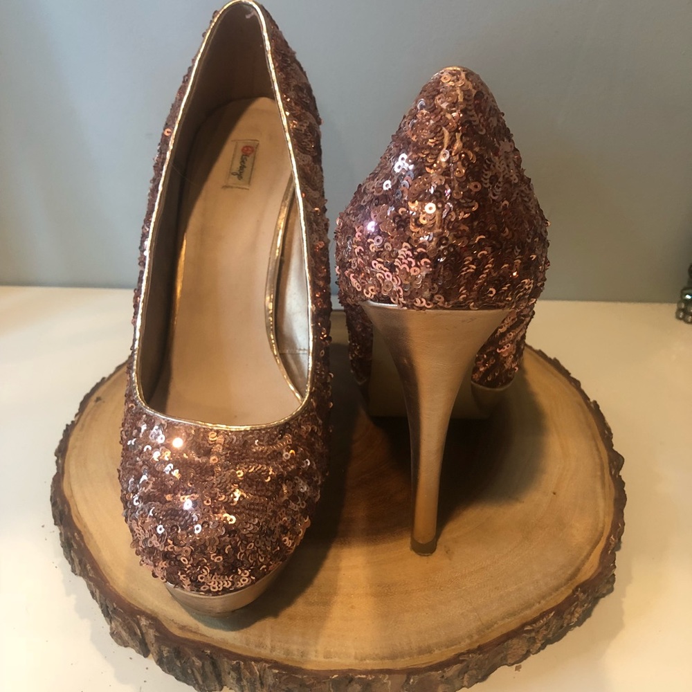 Gold platform heels